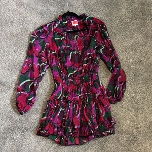 Misa Los Angeles Pink and Green Mini Dress